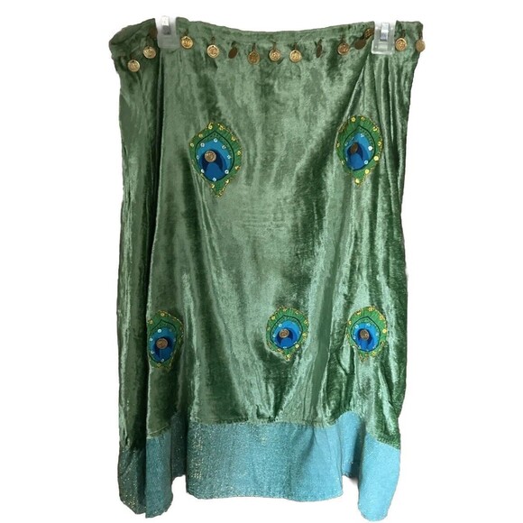 M Blue Plate green indian skirt style#9003 100%Rayon dry clean made in India - Picture 1 of 8